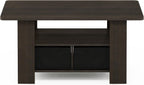 Furinno Andrey Coffee Table, Small Modern Center Table with Storage and Bin Drawer, Side Table for Living Room, Bedroom, Home Office, Dark Brown
