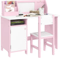 Toddler Table and Chair Set with Whiteboard and Storage Cabinet, Pink | Kids Writing Desk and Homework Table for Drawing, Learning, and Playroom Activities
