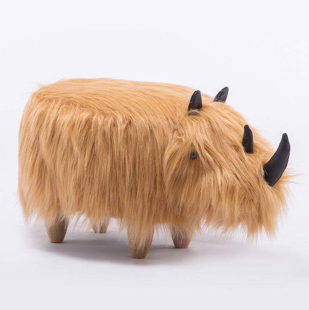 Precioso puf con Forma de Animal de Lovely Simplicity, reposapiés acolchado con cojín de rinoceronte de dibujos animados, Ideal para niños o adultos, con aspecto de Felpa, tamaño: 71 * 35 *