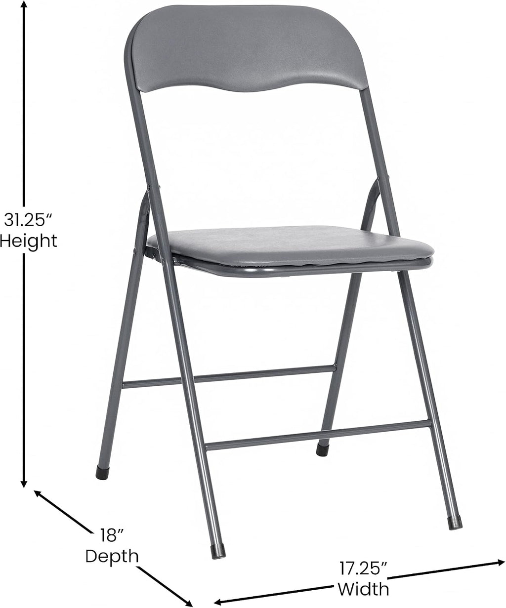 Flash Furniture Madison 5-Piece Folding Card Table and Chair Set, Gray | Portable, Indoor/Outdoor, Event Table and Chairs