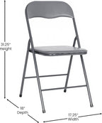 EMMA + OLIVER Gray Square Folding Card Table and Chairs Set for 4 Players | Lightweight, Easy Storage, Padded Top