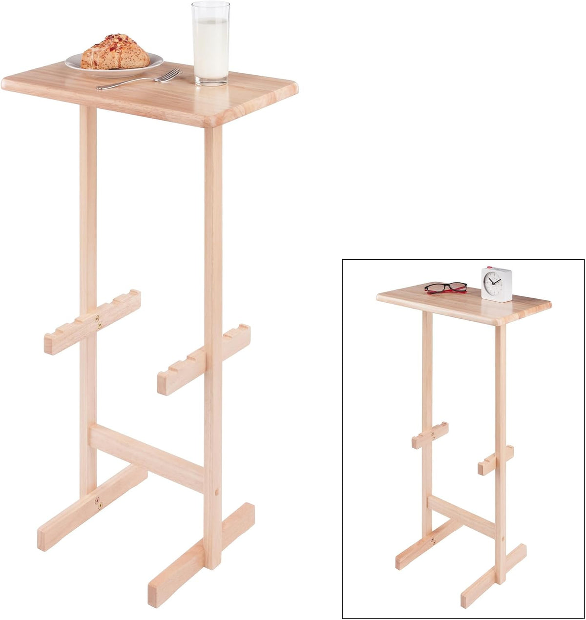 Winsome Riley Snack Table Rack in Natural Finish | Easy to Store Portable Fold up Table Set for Kitchen, Living Room TV Dining, Crafts, Puzzles, Work From Home
