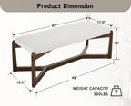 CIMOTA 49 Inch Modern Entryway Bench, Upholstered Bedroom Bench with Solid Wood Frame, Y-Shaped Foot, Comfy Ottoman for Bedroom End of Bed/Hallway/Living Room/Indoor, Linen Beige