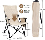 Folding Camping Chair, High Back Padded Portable Camp Chair with Storage Bag, 600D Oxford Fabric Comfortable Chair for Outdoor Camping, Beach, Fishing (Beige)