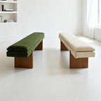 Modern Green Bedroom Bedside Bench Dressing Room Wooden and Fabric Long Entryway(Medium)