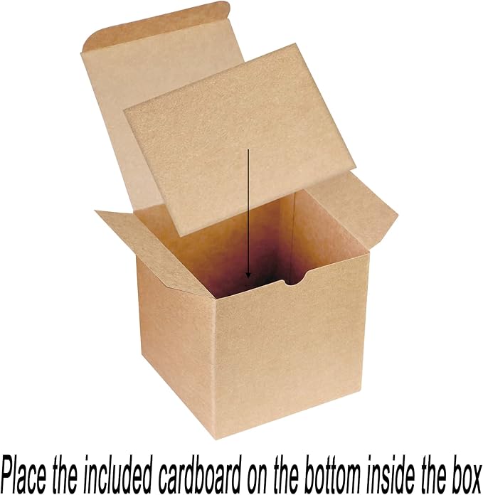 Xxcxpark 48 PCS Brown Gift Boxes 4x4x4 inches, Decorative Party Favor Gift Packaging Box with Lid for DIY Crafting, Cube, Cupcake, Kraft Present Boxes for Birthday, Wedding, Anniversary