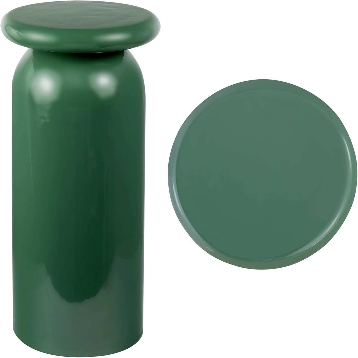 Eyely DNE1008A Elian 22.75" Mid-Century Modern Metal Sleek Cylinder Drink Table, Side Table for Bedroom, Living Room, Green