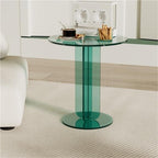 Modern Clear Acrylic Round Side Table, Small Coffee Table, Multi-Purpose End Tables for Living Room, Bedroom, Office(Brown)