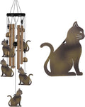 Garden Cat Wind Chimes Outdoor Indoor Decor - with 4 Tubes 4 Bells 5 Cats Wind Chime, Mobile Romantic Cat Wind Catcher, Cats Windchimes for Home, Mom Gifts, Balcony, Tree, Festival, Garden Decoration