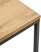 Pemberly Row Contemporary Square Wood and Metal Side Table, Solid Mango Wood Top, Powder-Coated Metal Frame, Oak Finish, 16.1 x 16.1 x 18.5 in, Non-Marking Floor Glides, Modern Accent Table for