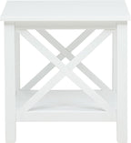 Coaster Home Furnishings - Skyview - Wood - Square End Table with Open Shelf, X-Frame Base and Coastal Style - Living Room - 20-Inch - White - 722087