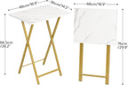 HOOBRO Folding TV Tray Tables, Set of 2 Side Table for Small Space, Industrial Snack Tables for Eating at Couch, Stable Metal Frame, Easy Assembly, Space Saving, Marble and Gold DM25BZ01