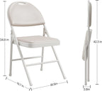 IDEALHOUSE 4 Pack Folding Chairs with PU Leather Padded Cushion, 350lbs Capacity, Lightweight Ergonomic Design, Metal Frame, Indoor Outdoor Portable Stackable Seats for Home Office Party Events, Beige