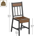 YATINEY Dining Chairs Set of 4, Kitchen Chairs with Metal Frame, Slanted Back, Industrial Dining Chair Set, for Kitchen, Living Room, Dark Walnut and Black CY03L4BH