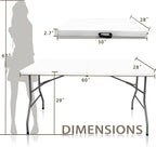 5FT Fold-in-Half Folding Table | 330 lb, Carry Handle