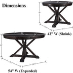 42"-54" Extendable Dining Table for 4-6 People Farmhouse Round/Oval Dining Room Table Solid Wood Kitchen Table with Cross Base (Dark Brown)