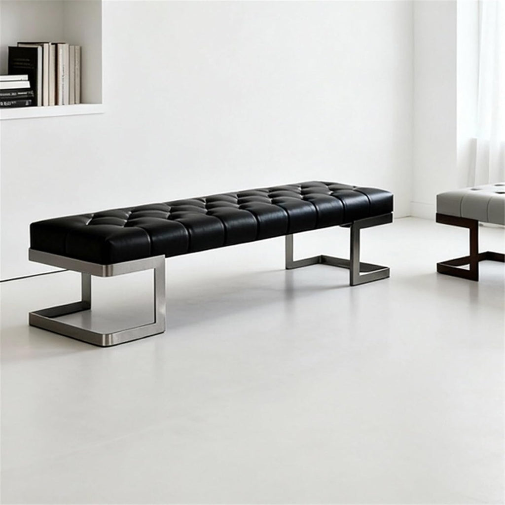 Modern Leather Bed end Stool Bedroom Dressing Room Living Shoe Changing Entryway(XS)