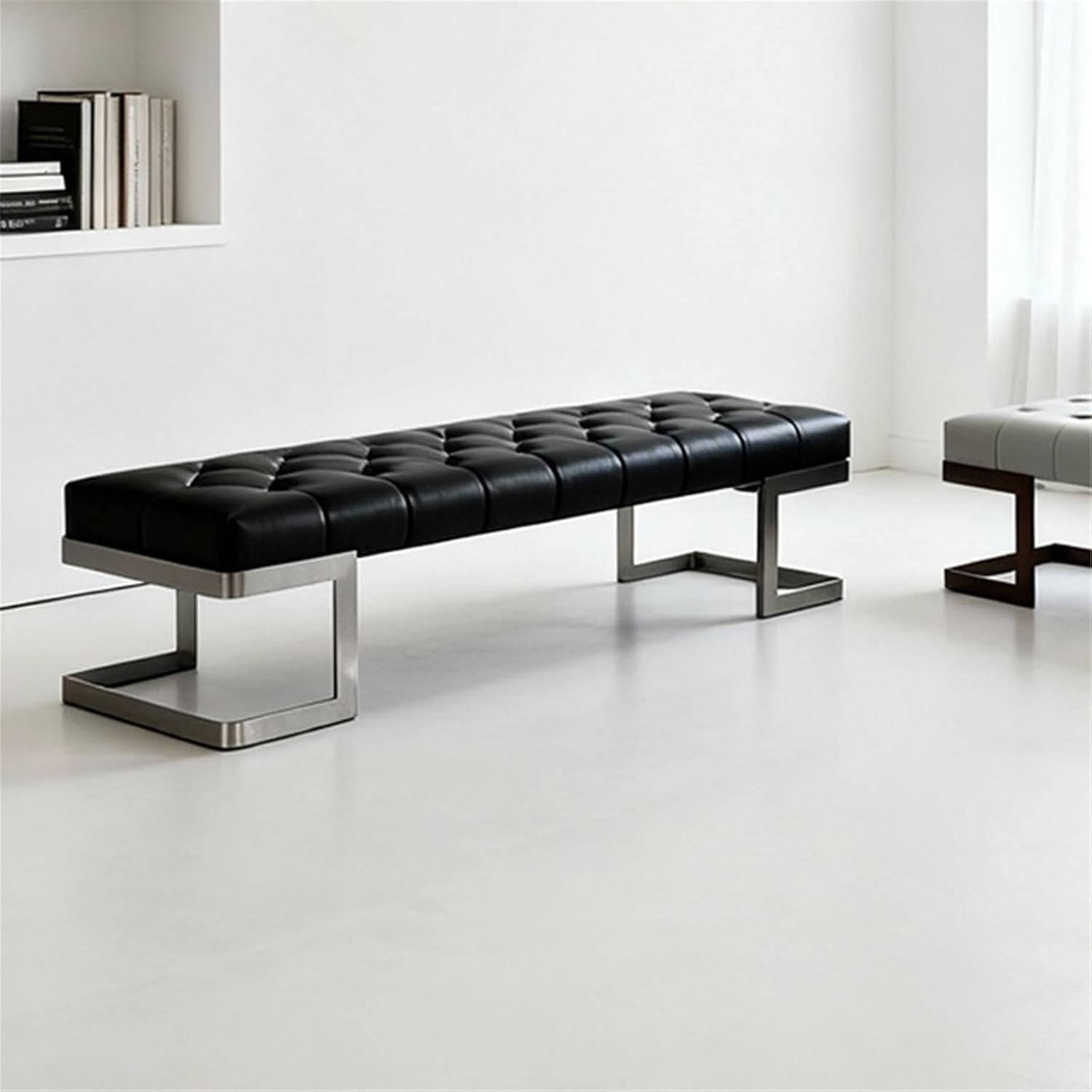 Modern Leather Bed end Bench Bedroom Dressing Room Leisure Entryway(Small)