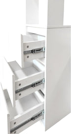Modern 70.87" Tall Storage Cabinet with 5 Drawers, Glass Doors and Display Shelves, Freestanding Kitchen Pantry Cabinet with Microwave Space for Living Room, Dining Room, Hallway, White