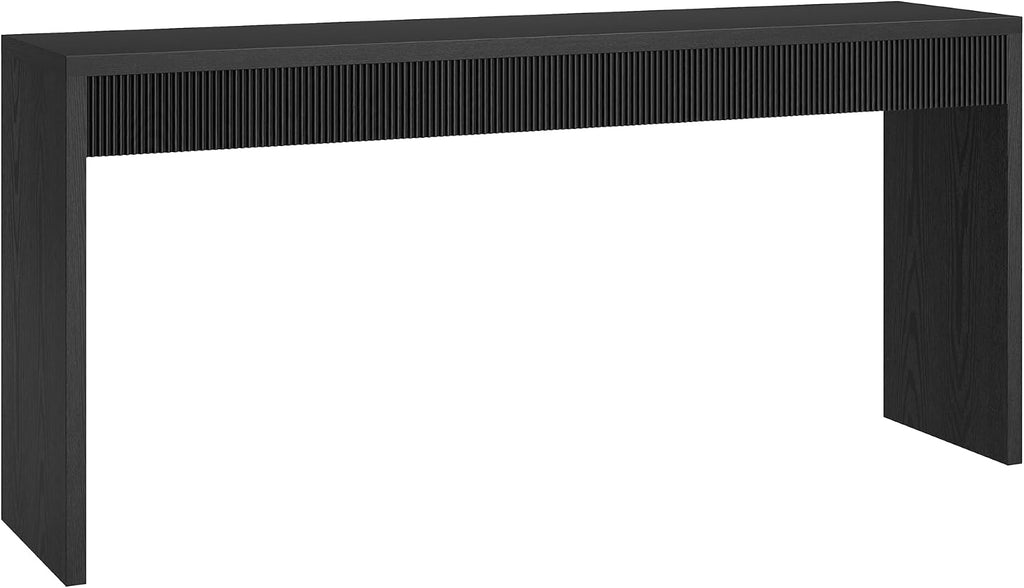 Henn&Hart 64" Rectangular Fluted Console Table, Ribbed Entryway Table, Sofa Table for Entryway, Living Room, Couch, Hallway, or Office, Natural Black