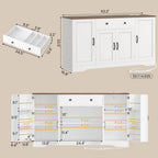 Brinlawb Buffet Cabinet with Storage & Charging Station, 53" Farmhouse Coffee Cabinet with Compartment Drawer, Sideboard Cabinets with Door and Adjustable Shelves for Kitchen, White