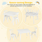 GLACER Kids Table and Chairs, 3-Piece Wooden Activity Table and Chair Set with Pine Legs & Windsor Back for Play, Reading & Learning, Playroom Nursery Furniture for Boys and Girls Ages 3+ (White)
