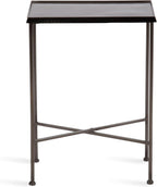 Kate and Laurel Sanzo Modern Metal Skinny Side Table, 17 x 9 x 24, Gunmetal, Rectangular Slim Bedroom Nightstand with Hammered Tabletop for Use as Bedside Accent or Narrow Living Room End Table