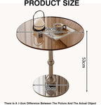 Bedside Table; Glass Coffee Table/Side Table with Stainless Steel Base—Suitable for Living Room or Balcony