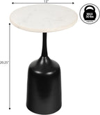 JONATHAN Y Pip Modern Round Marble Drink Table with Antique Black Bell-Shaped Metal Pedestal Base, 20.25" Tall Small Side Accent Martini Table for Living Room and Small Spaces END4002C