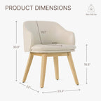 KISLOT Wooden Dining Chairs Set of 2, Faux Leather Upholstered Modern Dining Room Chairs with Barrel Backrest & Double-Layer Thick Cushion for Living Room, Restaurant, Kitchen and Café, Beige