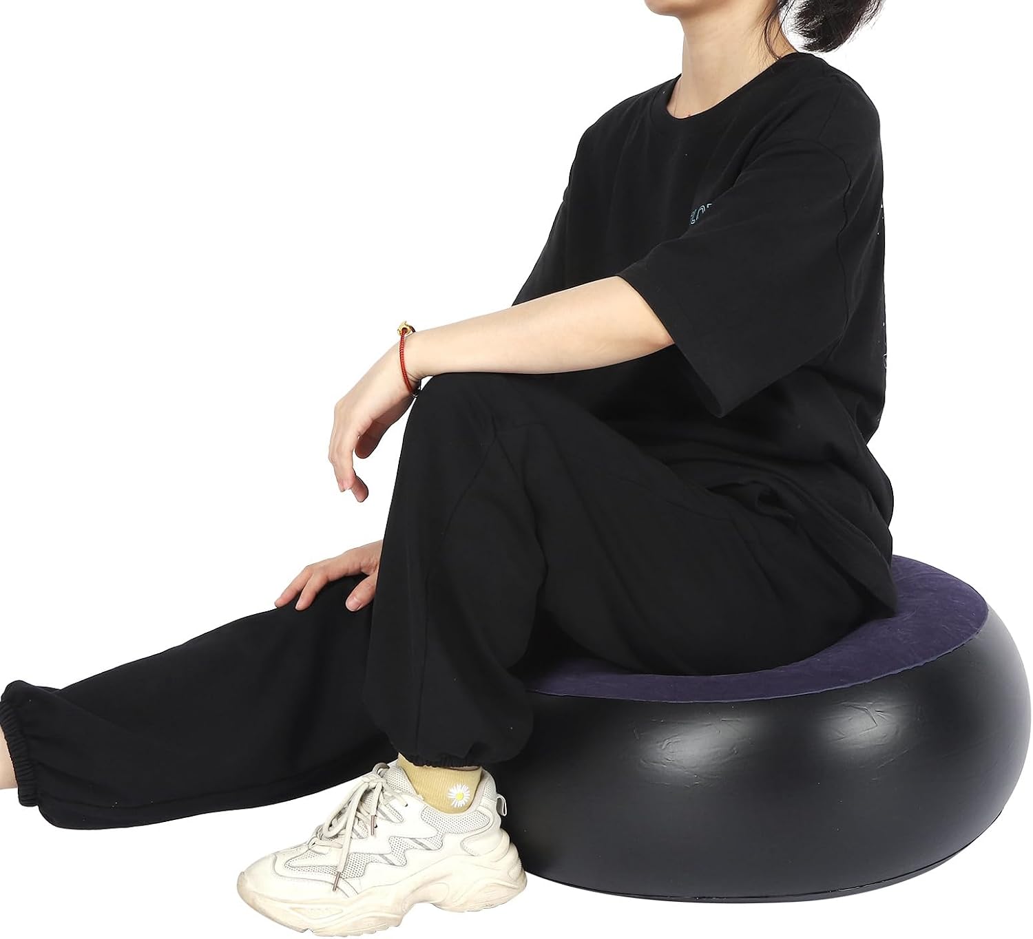Round Footrest Stool, IndoorOutdoor Camping Outdoor Mattress Inflatable Ottoman for Camping Backyard Patio Garden Home