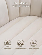 Kromax Swivel Accent Chair, Modern 360 Degree Swivel Barrel Chair, Beige | Mid Century Overstuffed Tufted Velvet Chair with Armrest, Comfy Round Armchair, Ideal for Living Room, Bedroom, Reading Room