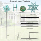 Viveta Metal Wind Spinners,53.5" Kinetic Wind Sculptures,Green Garden Pinwheels Double Layer Windmill for Outdoor Patio Lawn Yard