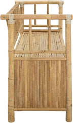 Garden Storage Bench, 43" Bamboo Outdoor Bench with Hidden Storage Compartment, Modern Rectangular Deck Box Seating for Patio, Backyard and Sunroom, Natural Wood Finish