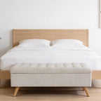 HomePop Modern Tufted Storage Bench - Textured Cream Fabric