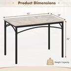 Giantex 43" Dining Table for 2-4, Rectangular Kitchen Table with Faux Marble Tabletop, Sturdy Metal Frame, Adjustable Foot Pads, Dinner Table for Small Space, Dinette, Living Room, Restaurant (Grey)