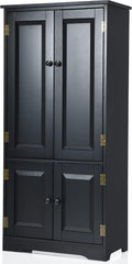 LOKO Kitchen Pantry Storage Cabinet, Modern Kitchen Cupboard with Adjustable Shelves and Anti-toppling Device, Multifunctional Floor Cabinet, 24 x 13 x 48.5 inches (Black)