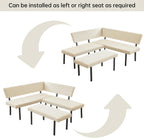 HIPIHOM Modern L-Shaped Dining Bench, 67 Inch Fabric Upholstered Corner Sofa with Metal Legs for Kitchen Nook, Living Room, Dining Room (Beige)