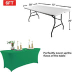 IVAPUPU 6FT Table Cloth for Rectangular Fitted Events Stretch Emerald Green Table Covers Washable Cover Spandex Tablecloth Protector for Party, Wedding, Cocktail, Banquet, Festival