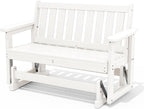 SERWALL 2 Person Patio Glider Bench, HDPE All Weather Swinging Bench, White