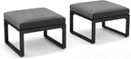Tangkula Patio Ottoman Footrest, 220 LBS Capacity Outdoor Foot Stool with Cushion, All-Weather Aluminum Frame Footrest for Patio Furniture, Grey