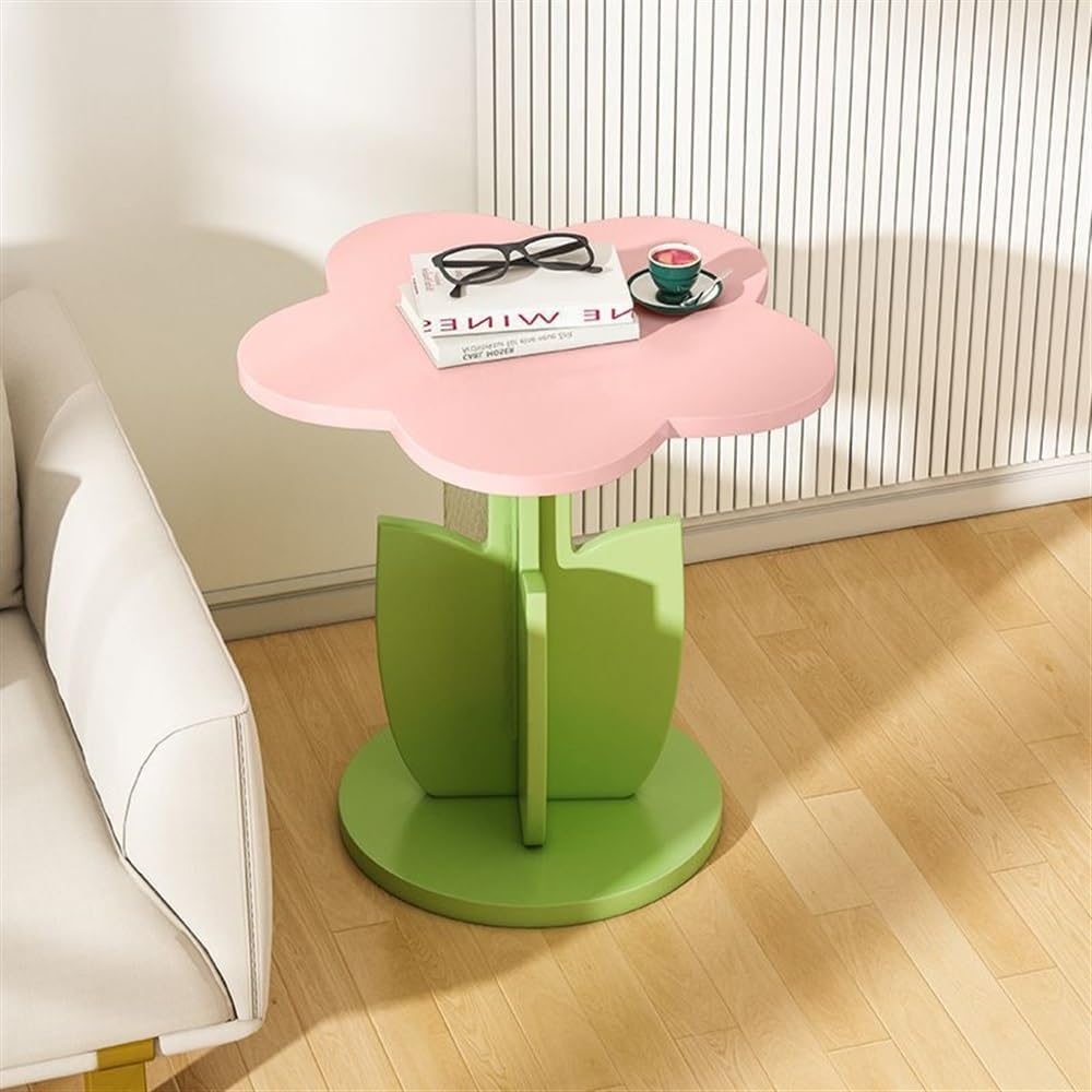 Flower Shaped Small Table - Decorative Side Coffee Table, Bedroom & Balcony (Pink)
