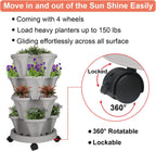 Vertical Planter 4 Tier Stackable Planters Garden Planters Strawberry Herb Flower and Vegetable Planter Indoor Outdoor Gardening Pots with Removable Wheels and Tools 2-Pack