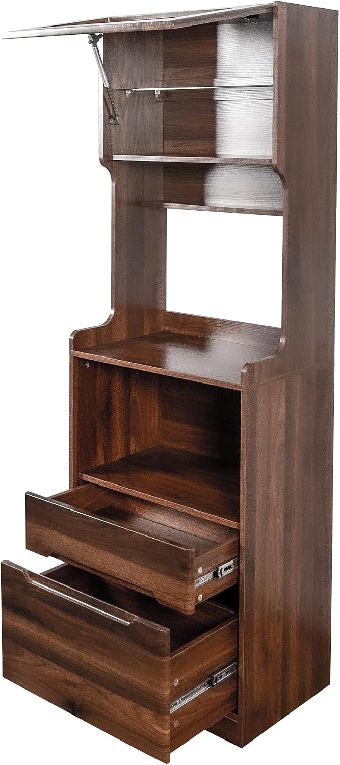 Kitchen Pantry Hutch Cabinet, Farmhouse Kitchen Hutch Buffet Cabinet with 2 Drawers and Shelves, Sideboard Buffet Cabinet with Microwave Stand for Dining Room, Kitchen
