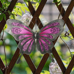 LIFFY Metal Butterfly Wall Art - 12" Glass Outdoor Wall Decor - Hanging Garden Decorations Outside - Metal Wall Art for Yard Fence Patio