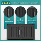 Waterproof UV-Resistant Outdoor Shoe Rack, 2-Tier Storage Cabinet Bench with 2 Doors & Adjustable Shelves, Indoor Outdoor Shoe Organizer for Entryway Hallway Living Room, Black