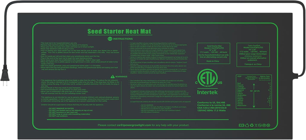 iPower Seedling Heat Mat Waterproof Durable Germination Station Warm Hydroponic Pad for Indoor Home Gardening Seed Starter