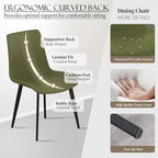 Modern Dining Chairs Set of 4, PU Leather Upholstered Dinner Chairs with Sturdy Metal Legs and Comfort Backrest, Armless Accent Side Chairs for Home Kitchen, Living Room (Green)