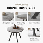 Zerifevni 34.6'' Round Dining Table and Chairs for 4, Mid Century Modern Round Table Set, Space Saving for Apartment Kitchen Dining Room (Grey Table+4 Black Chairs)