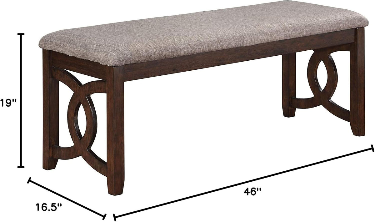 New Classic Furniture Gia Upholstered Dining Bench, Cherry Brown